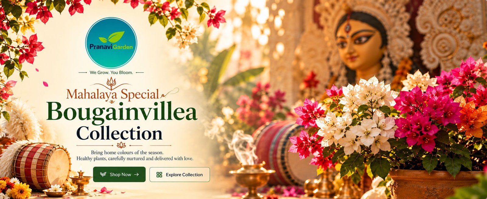 PranaviGarden Bougainvillea Durga Puja Banner